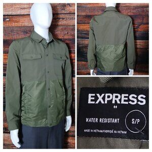 NWT Express Jacket Mens S Hunter Green Water Resistant Full Zip Pockets Lined